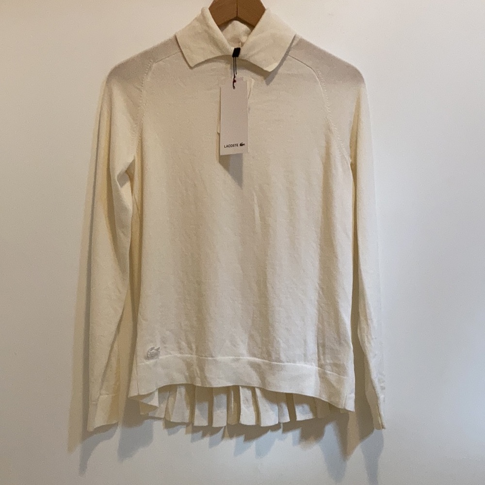 Lacoste draped merino wool top